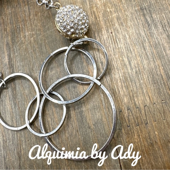 Maximalist silver statement pave necklace - Picture 2 of 2